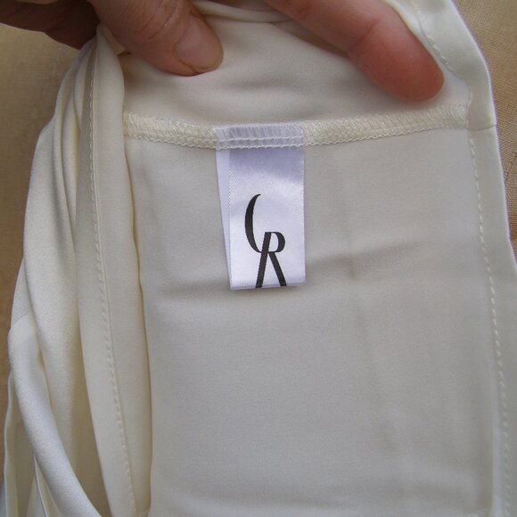 NWT Size L COSHEROOM Off-White 2pc Silk set Crop top and Pants - Picture 10 of 15